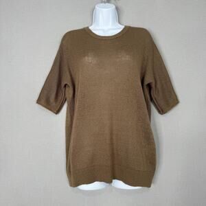 Oak + Fort Sweater Womens Small Brown‎ Short Sleeve Knit Neutral Minimalist Top